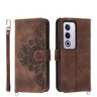 For OPPO A3 Pro 5G Skin Feel Flowers Embossed Wallet Leather Phone Case(Brown) - 1