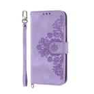 For OPPO Reno12 F 4G / 5G / F27 India Skin Feel Flowers Embossed Wallet Leather Phone Case(Purple) - 2