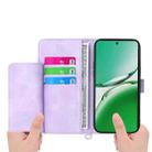 For OPPO Reno12 F 4G / 5G / F27 India Skin Feel Flowers Embossed Wallet Leather Phone Case(Purple) - 3