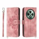 For OPPO Reno12 F 4G / 5G / F27 India Skin Feel Flowers Embossed Wallet Leather Phone Case(Pink) - 1