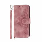 For OPPO Reno12 F 4G / 5G / F27 India Skin Feel Flowers Embossed Wallet Leather Phone Case(Pink) - 2