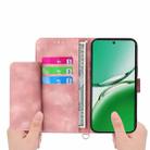 For OPPO Reno12 F 4G / 5G / F27 India Skin Feel Flowers Embossed Wallet Leather Phone Case(Pink) - 3