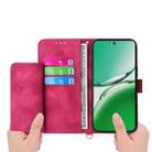 For OPPO Reno12 F 4G / 5G / F27 India Skin Feel Flowers Embossed Wallet Leather Phone Case(Wine Red) - 3