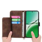 For OPPO Reno12 F 4G / 5G / F27 India Skin Feel Flowers Embossed Wallet Leather Phone Case(Brown) - 3