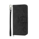 For OPPO Reno12 F 4G / 5G / F27 India Skin Feel Flowers Embossed Wallet Leather Phone Case(Black) - 2