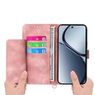 For OPPO Reno13 F 4G / 5G Skin Feel Flowers Embossed Wallet Leather Phone Case(Pink) - 3