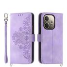 For OPPO A5 PRO 5G Global Skin Feel Flowers Embossed Wallet Leather Phone Case(Purple) - 1
