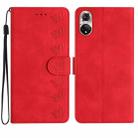 For Honor 50 Seven Butterflies Embossed Leather Phone Case(Red) - 1