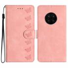 For Honor 50 Lite Seven Butterflies Embossed Leather Phone Case(Pink) - 1