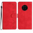 For Honor 50 Lite Seven Butterflies Embossed Leather Phone Case(Red) - 1