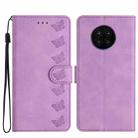 For Honor 50 Lite Seven Butterflies Embossed Leather Phone Case(Purple) - 1
