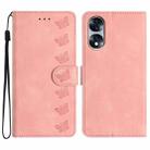 For Honor 70 Seven Butterflies Embossed Leather Phone Case(Pink) - 1