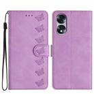 For Honor 70 Seven Butterflies Embossed Leather Phone Case(Purple) - 1