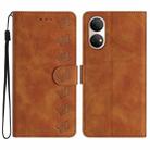 For Honor Play 30 Plus Seven Butterflies Embossed Leather Phone Case(Brown) - 1