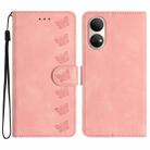 For Honor Play 30 Plus Seven Butterflies Embossed Leather Phone Case(Pink) - 1