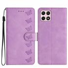 For Honor X8 / X30i Seven Butterflies Embossed Leather Phone Case(Purple) - 1