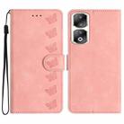 For Honor 90 Pro Seven Butterflies Embossed Leather Phone Case(Pink) - 1