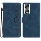 For Honor 90 Pro Seven Butterflies Embossed Leather Phone Case(Blue) - 1