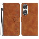 For Honor 90 Seven Butterflies Embossed Leather Phone Case(Brown) - 1