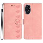 For Honor 200 Seven Butterflies Embossed Leather Phone Case(Pink) - 1