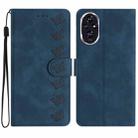 For Honor 200 Seven Butterflies Embossed Leather Phone Case(Blue) - 1