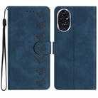 For Honor 200 Pro Seven Butterflies Embossed Leather Phone Case(Blue) - 1