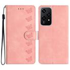 For Honor 200 Lite Global Seven Butterflies Embossed Leather Phone Case(Pink) - 1