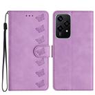 For Honor 200 Lite Global Seven Butterflies Embossed Leather Phone Case(Purple) - 1