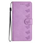 For Honor 200 Lite Global Seven Butterflies Embossed Leather Phone Case(Purple) - 2