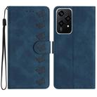 For Honor 200 Lite Global Seven Butterflies Embossed Leather Phone Case(Blue) - 1