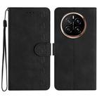 For Honor Magic7 Pro Seven Butterflies Embossed Leather Phone Case(Black) - 1