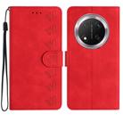 For Honor X9C Seven Butterflies Embossed Leather Phone Case(Red) - 1