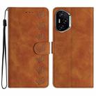 For Honor 400 Global 156.5mm Seven Butterflies Embossed Leather Phone Case(Brown) - 1