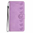 For Honor 400 Global 156.5mm Seven Butterflies Embossed Leather Phone Case(Purple) - 2
