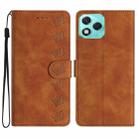 For Honor 400 Lite Global Seven Butterflies Embossed Leather Phone Case(Brown) - 1