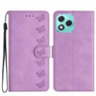 For Honor 400 Lite Global Seven Butterflies Embossed Leather Phone Case(Purple) - 1