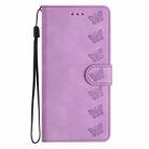 For Honor 400 Lite Global Seven Butterflies Embossed Leather Phone Case(Purple) - 2