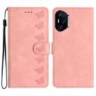 For Honor 400 Pro Global 160.8mm Seven Butterflies Embossed Leather Phone Case(Pink) - 1