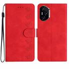 For Honor 400 Pro Global 160.8mm Seven Butterflies Embossed Leather Phone Case(Red) - 1