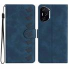 For Honor 400 Pro Global 160.8mm Seven Butterflies Embossed Leather Phone Case(Blue) - 1