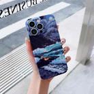 For iPhone 14 Plus Precise Hole Oil Painting Pattern PC Phone Case(Sea Wave) - 1