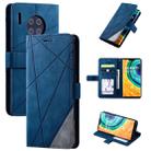 For Huawei Mate 30 Pro Skin Feel Splicing Horizontal Flip Leather Case with Holder & Card Slots & Wallet & Photo Frame(Blue) - 1