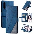 For Huawei P30 Lite Skin Feel Splicing Horizontal Flip Leather Case with Holder & Card Slots & Wallet & Photo Frame(Blue) - 1