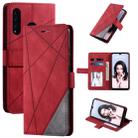 For Huawei P30 Lite Skin Feel Splicing Horizontal Flip Leather Case with Holder & Card Slots & Wallet & Photo Frame(Red) - 1