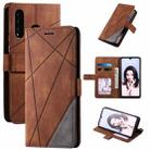 For Huawei P30 Lite Skin Feel Splicing Horizontal Flip Leather Case with Holder & Card Slots & Wallet & Photo Frame(Brown) - 1