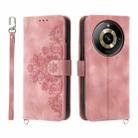 For Realme 11 Pro 5G/11 Pro+ 5G Skin-feel Flowers Embossed Wallet Leather Phone Case(Pink) - 1