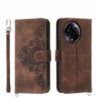 For Realme 11 5G Skin-feel Flowers Embossed Wallet Leather Phone Case(Brown) - 1