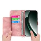 For Realme GT 6 Global Skin-feel Flowers Embossed Wallet Leather Phone Case(Pink) - 3