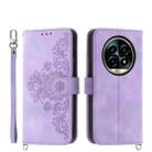 For Realme 13 Pro / 13 Pro+ Global Skin-feel Flowers Embossed Wallet Leather Phone Case(Purple) - 1