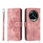 For Realme 13 Pro / 13 Pro+ Global Skin-feel Flowers Embossed Wallet Leather Phone Case(Pink) - 1